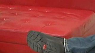 Blonde babe receives a massive facial from a stud