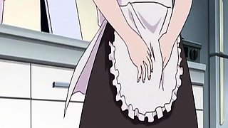 Anime maid gets wet