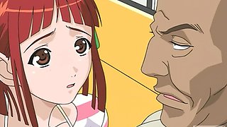 Hentai red-haired teen fucked hard by a dark ugly bus driver