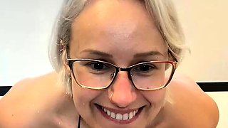 Big Boobed Blonde Masturbates With A Dildo In The Bathroom