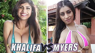 Mia Khalifa vs Violet Myers: Round Two - Big Tits, Big Ass, and Creampie Action