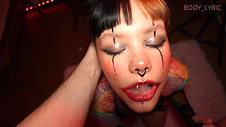 Perfect clown slut deepthroats a big cock