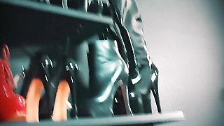 My Dungeon Shoes - Before a Pantyhose Fetish Session - Mistress Julia