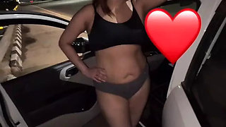 Desi wife flashing to truckers and sucking on highway