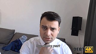 Debt4k. curly blonde is loving porno while cuckold groom is observing