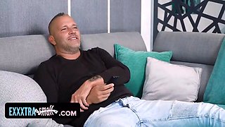 Exxxtra petite - tiny girl her bf on his favourite game so he takes back the manage