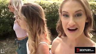 Blonde Beauties Enjoy Fucking And Pussy Play Outside With Tiffany Tatum, Mona Blue And Marilyn Sugar