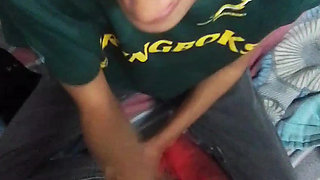 Step Daughter Jerks Her Step Dads Hard Cock to Big for Her Tiny Small Petite 18 Year Old Vergin Pussy