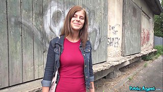 Tiffany shows her white panties on the street