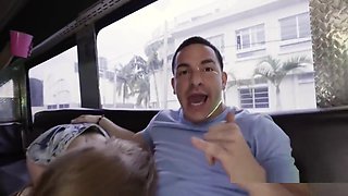 Blonde Teen Fucks Huge Dick In Party Bus