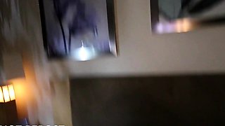 Blonde bitch with big boobs fucking two cocks