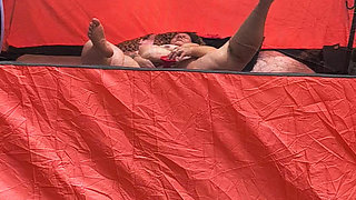 Dirty Stranger Walks by Watching This Slut Slip Dildo Inside