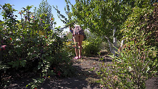 Watching Hot Neighbor Working in Garden