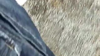 Brunette milf loves to suck a stranger's cock outdoors