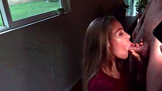 Huge boobs MILF giving blowjob POV