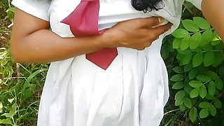 Srilankan school girl outside sexy video.asian college girl hot seen, village school girl  showing her sexy with her uniform.sex