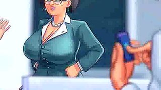 Summertime saga: MILF professor walks around the college with dildo in her pussy ep 73