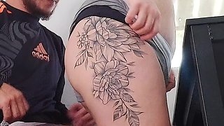 Stepdaughter Sits on My Lap with Her Perfect Ass to Drink Coffee