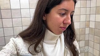 Real Porn Casting in a Public Toilet of Shopping Mall