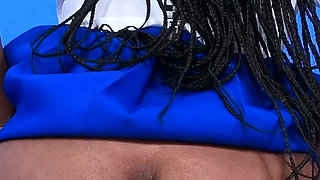 Extreme Winking Anus! Enormous Ass Cheeks Wide Open with Blue Thong Pulled Down, Pussy Erotica Fetish Black Pussy and Butthole