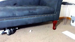 Brunette enjoys the toy on gaping pussy while masturbating