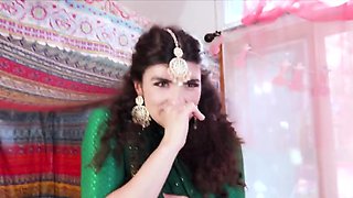 Desi bride and bridesmaids sharing dick on pre wedding party