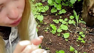 We had HARD SEX in the FOREST after meeting. POV. Fucked in the MOUTH