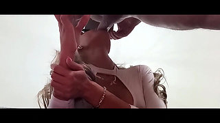 Blonde MILF in Pantyhose and Heels Gives a Blowjob and Swallows
