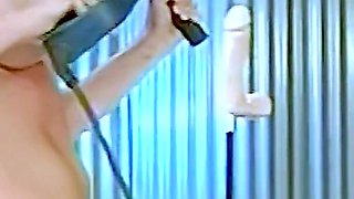Tattoo MILF Garage Strip, Dildo Blowjob and Power Tools