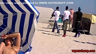 Heather Silk - Exhibitionist Wife #62 Upskirt Flashing Her Shaved Milf Pussy At Beach Worker And Topless Public Shower! 12 Min