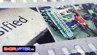 Shoplyfter's No Employee Perks video: Shy shoplifter Mads Flores caught on camera getting drilled by security officer Rusty Nails