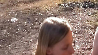Blonde German slut gets her pussy rocked in public