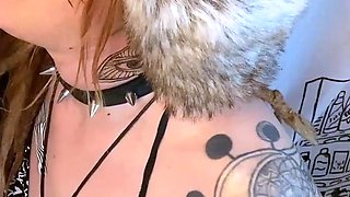 Redheaded amateur MILF with a sex toy on webcam show