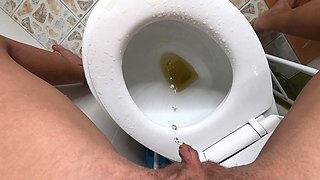 Petite Blonde Yellow Pee Standing 4K