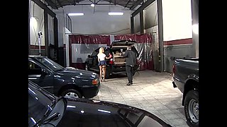 Secretary Blonde Fucked by a Big Black Cock in the Back of the Car