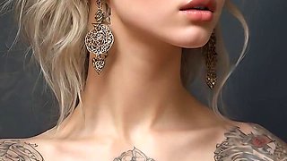 Artistic Nude of a Beautiful Young Woman with Living Tattoos Whispering in Forgotten Tongues Surreal Ai Slideshow