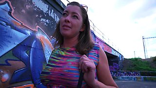 POV video of outdoors fucking with horny brunette Elisa Tiger