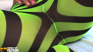 Hot Chick with Stockings Blows a Man and Rides Him on the Bed