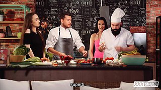 Francys Belle's Wild Kitchen Threesome Ignites Wild Heat