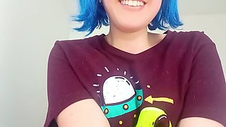 Spreading her sweet cherry with her fingers