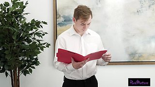 MILF Invites Hubby's Assistant Over For Paperwork And Pussy