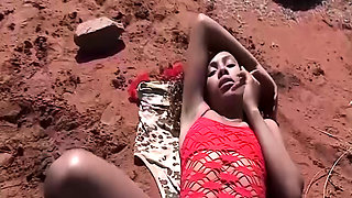 outdoor threesome orgy with african babe