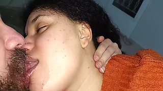 Sexy And Delicious Kiss On The Big Lips Of The Bitch, Licking And Smearing Everything