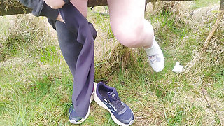 Walk in the forest with stop for piss turns into blow job and a quickie with this hot MILF