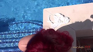 AuntJudysXXX - Petite Redhead MILF Fire Girl Catches You Watching Her at the Pool