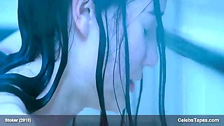 Mia Wasikowska nude in the shower