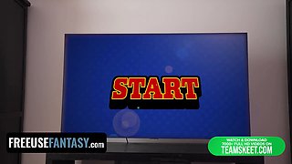 Nerdy gamer step sisters just want to be left alone to play but their step-father freeuse them both