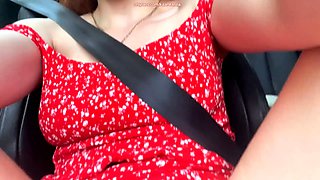 I milked and squirting in the car while we drive down the highway!
