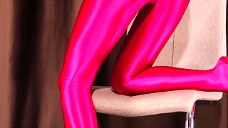 683 Hot pink spandex pantyhose and leotard