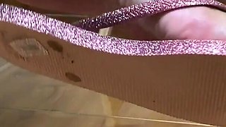 Dangling New Havaianas Flip Flops with Glitter Unicorn French Nails